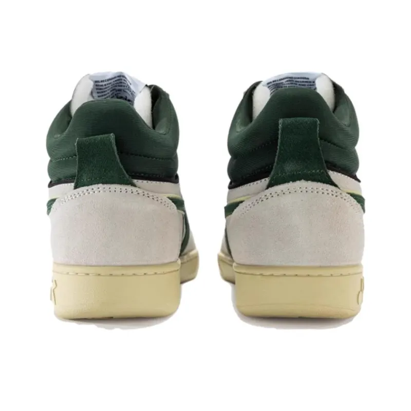 Diadora Magic Basket Anti Slip Wear Resistant Mid Top Skateboard Shoes Unisex White Gray Green-4