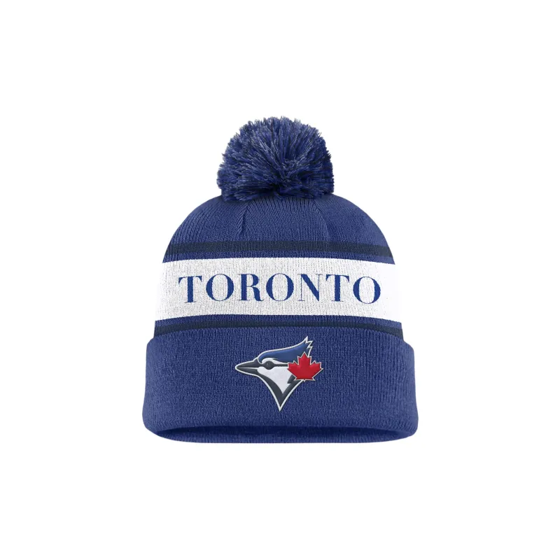 Nike Toronto Blue Jays Team Stripe Peak Men's Nike Mlb Cuffed Pom Beanie-0