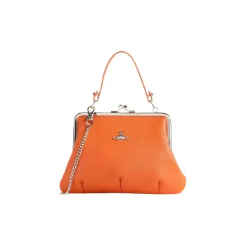 Vivienne Westwood Cow Leather Dumpling Bag, Handbag, Shoulder Bag, Crossbody Bag Regular Women's Orange