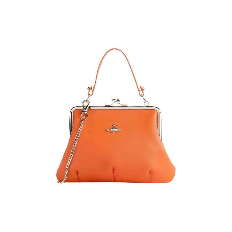 Vivienne Westwood Cow Leather Dumpling Bag, Handbag, Shoulder Bag, Crossbody Bag Regular Women's Orange-0