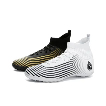 Kuding Soccer Shoes Unisex High Top Rose Red/Black/White/Mismatched Black And White