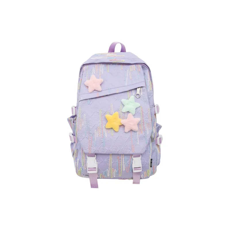 BAODIDAISHU Nylon Backpack Regular Women's White/Black/Purple/Pink-7
