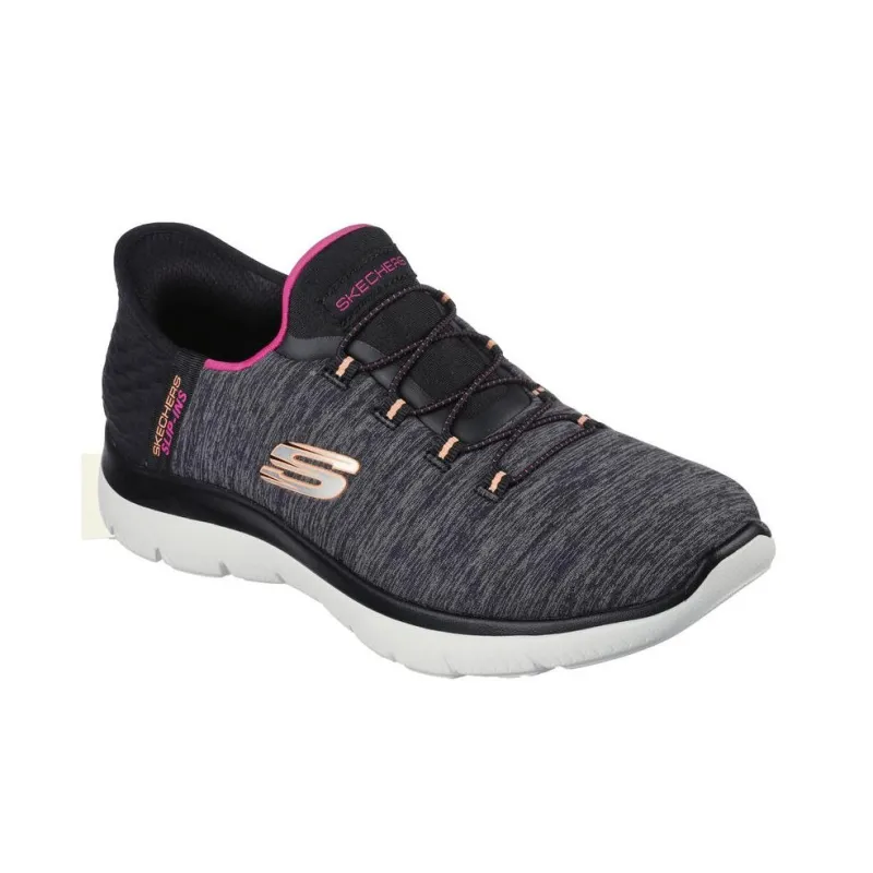 Skechers Anti Slip Wear Resistant Low Top Casual Shoes Women's Black Gray Purple-3