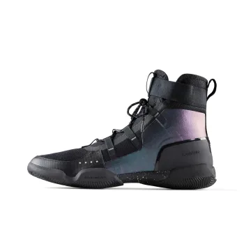DECATHLON Cushioning Wear-Resistant Mid-Top Boxing Shoes Men's Black Silver