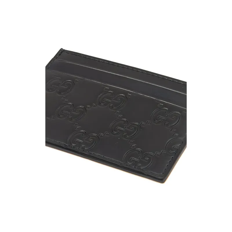 GUCCI Leather Card Holder Card Holder Women's Black-5