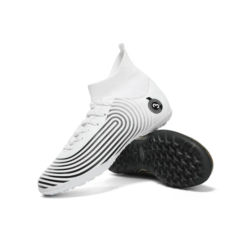 Kuding Soccer Shoes Unisex High Top Rose Red/Black/White/Mismatched Black White-44