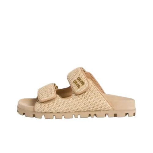 MIU hat miu Slide block-heel Women's Beige