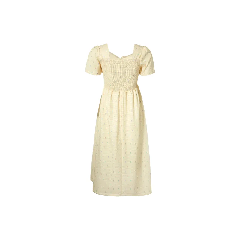 Zukizuki Short Sleeved Dresses Women's Yellow-1