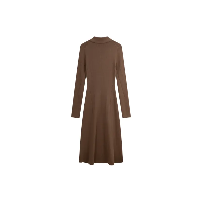 CALVIN KLEIN Long-Sleeved Dresses Women's Dark Taupe-1