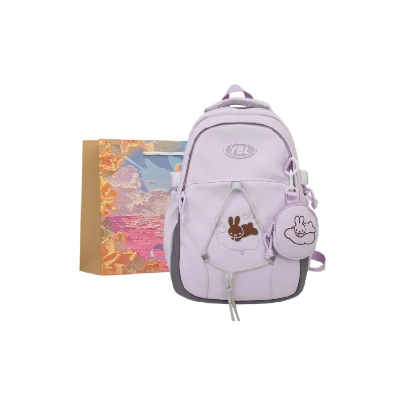 BRINCH Nylon Backpack Women's Black/Light Gray/Purple/Khaki/Pink-4