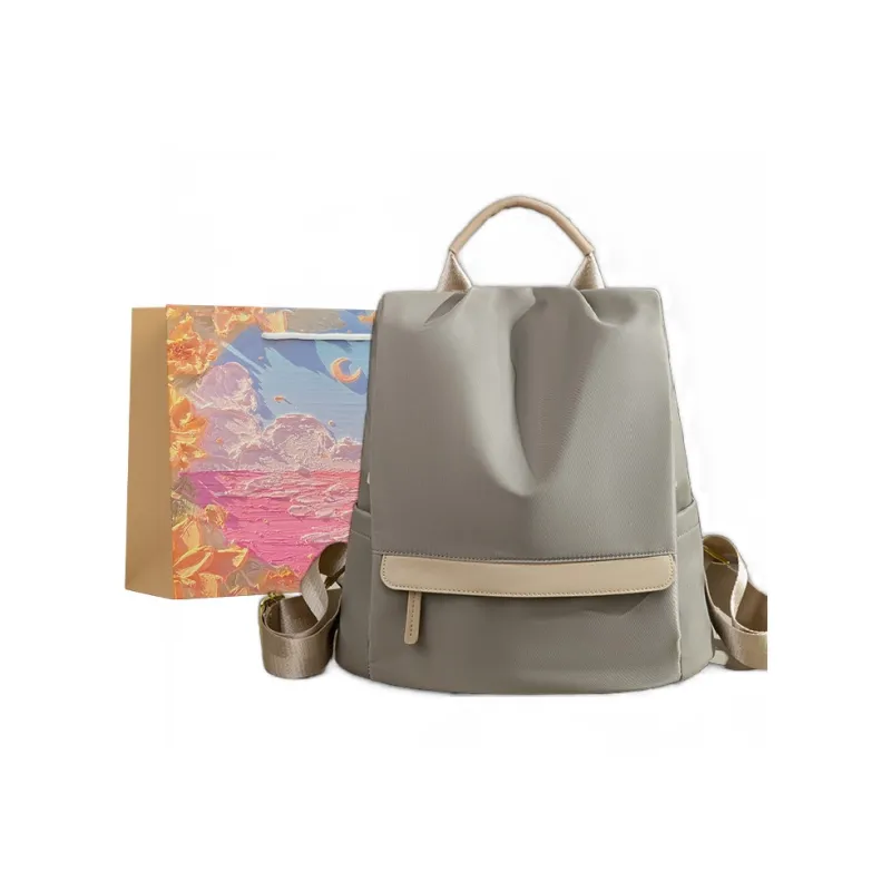 BRINCH Nylon Backpack Apricot & Brown/Apricot Gray/Versatile Black-2