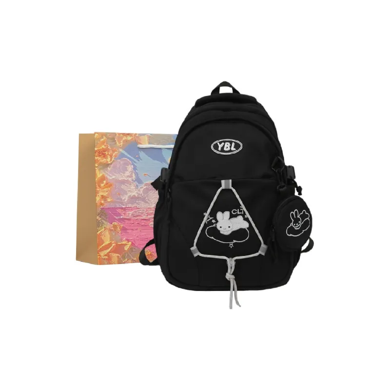 BRINCH Nylon Backpack Women's Black/Light Gray/Purple/Khaki/Pink-7