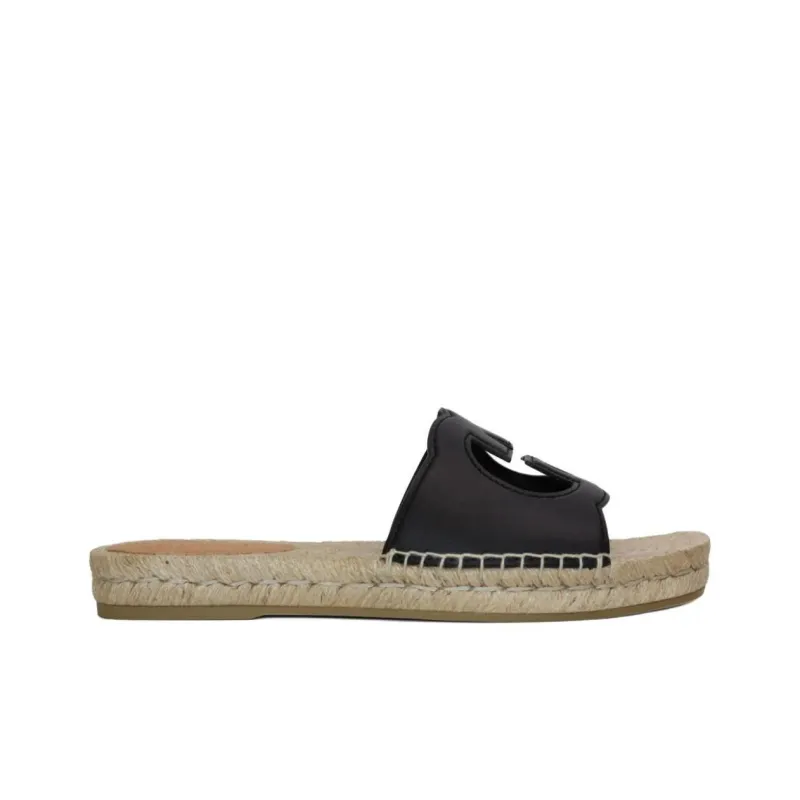 GUCCI Interlocking G Cut Out Espadrille Sandal 'Black'-1