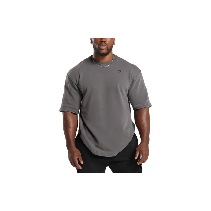 GYMSHARK POWER WASHED SHORT SLEEVE CREW T-Shirt Men's Onyx Gray-2