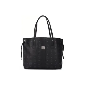 MCM Liz Visetos Coated Canvas With Leather Combo Bag, Tote Bag, Shopping Bag, Handbag, Shoulder Bag Tubas Women's Black