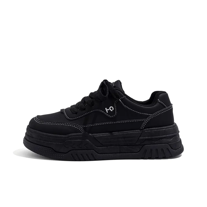 HUANQIU Abrasion Resistant Low Top Skateboard Shoes Women's Black-0