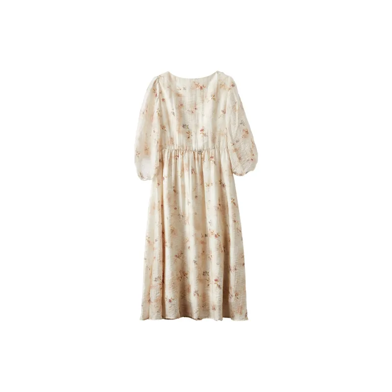XIANGYING Long Sleeved Dresses Women's Yellow-1