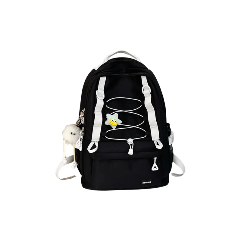 NX DOUGHNUT Nylon Fabric Backpack Women's Black/Pink/Yellow/Light Green/Light Blue-0
