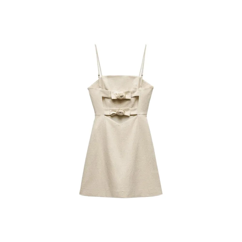 ZARA Slip Dresses Women's Light Beige-1