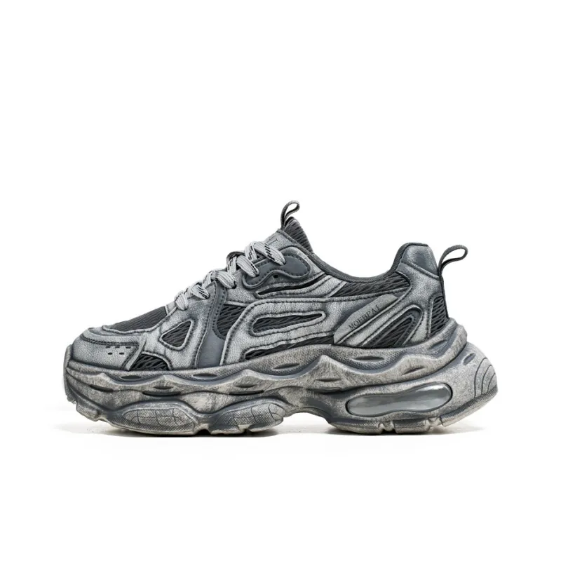 Meiretu Cushioning Coverage, Impact Resistant, Height Increasing Low Top Chunky Sneakers Men's-16