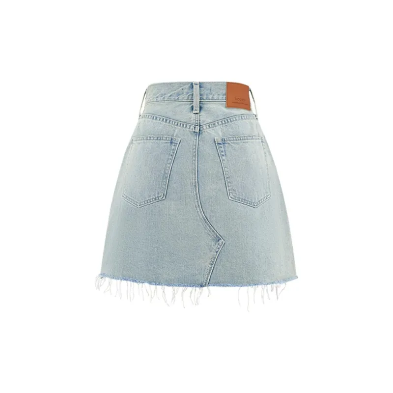 MOUSSY Denim Short Skirts Women's Light Blue-1