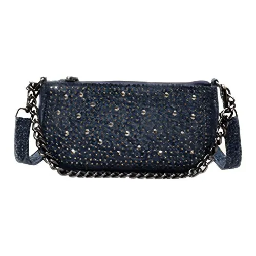 RKM Denim Chain Saddle Bag, Shoulder Bag, Crossbody Bag Unisex Blue/Light Blue