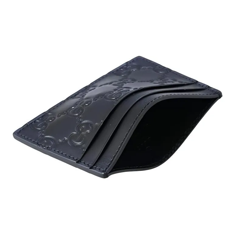 GUCCI Leather Card Holder Card Holder Women's Black-4