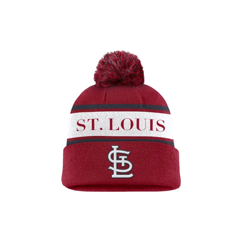 Nike St. Louis Cardinals Team Stripe Peak Men's Nike Mlb Cuffed Pom Beanie-0