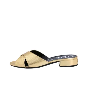 GUCCI Slide Slippers Women's Gold