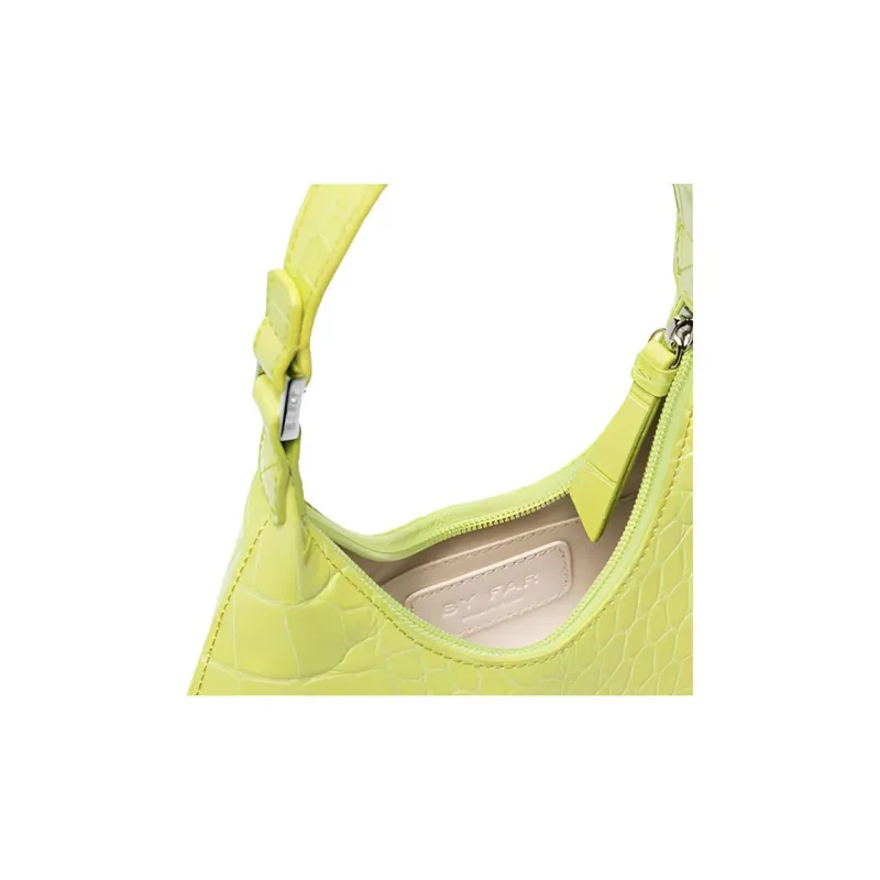 By Far Baby Amber Genuine Leather Shoulder Bag Crescent Bag Handbag Shoulder Bag Women's Lime Yellow-2