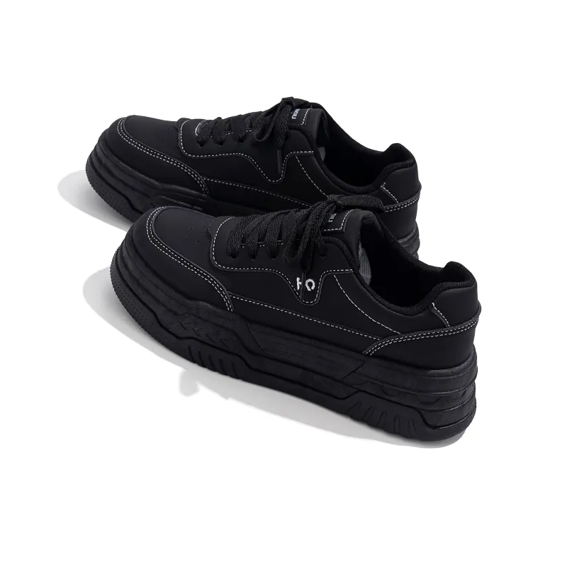 HUANQIU Abrasion Resistant Low Top Skateboard Shoes Women's Black-4