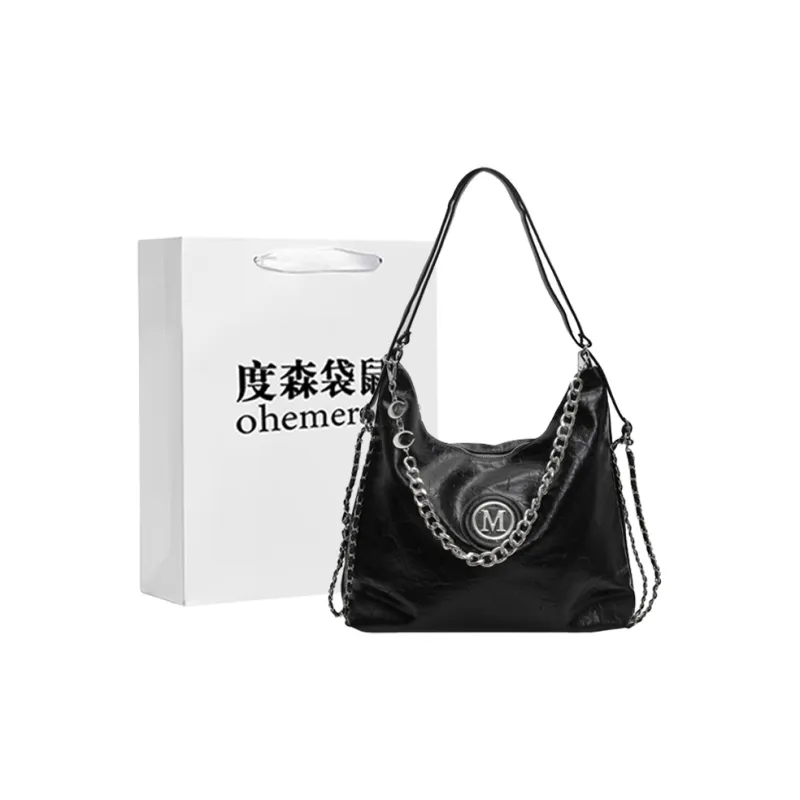 Dusen Kangaroo PU Shoulder Bag, Crossbody Bag Unisex Ecru/Silver/Black/Brown-16