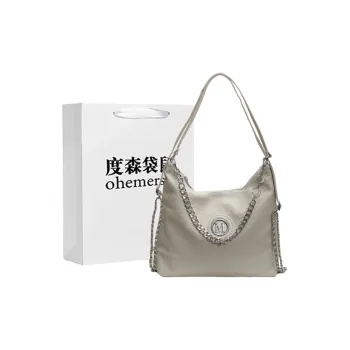 Dusen Kangaroo PU Shoulder Bag, Crossbody Bag Unisex Ecru/Silver/Black/Brown