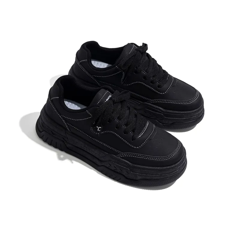 HUANQIU Abrasion Resistant Low Top Skateboard Shoes Women's Black-5