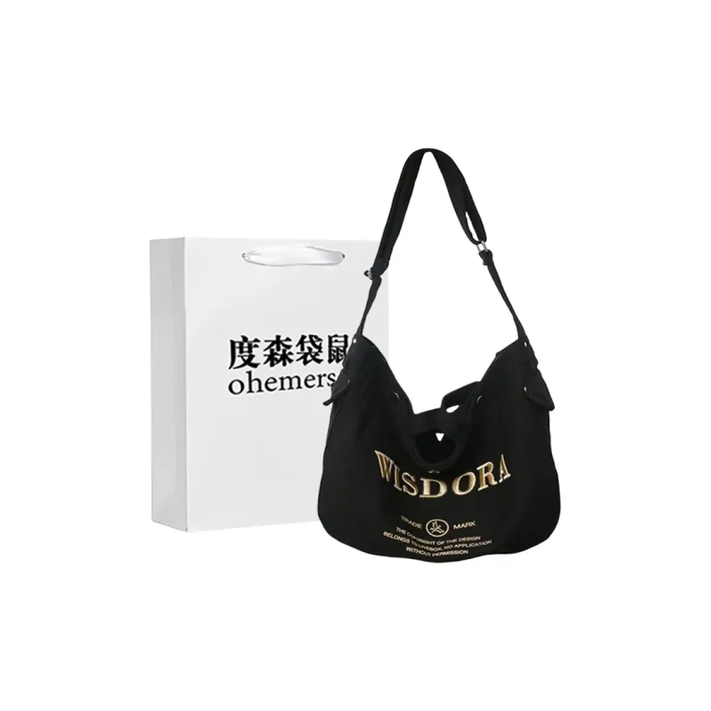 Dusen Kangaroo Canvas Handbag, Crossbody Bag Unisex White/Black/Khaki-3