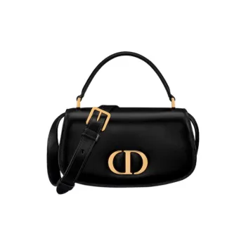 DIOR 30 Montaigne Cow Leather Shoulder Bag Crossbody Bag Handbag Small Size Women's Black