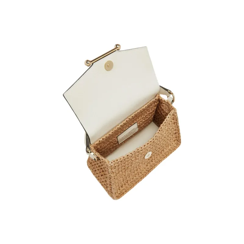 Strathberry Grained Calfskin Pinyali Grass Shoulder Bag Crossbody Bag Handbag Nano Women's White & Natural-3
