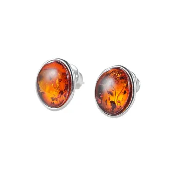 S&A Amber Fine Jade Stud Earrings Women's