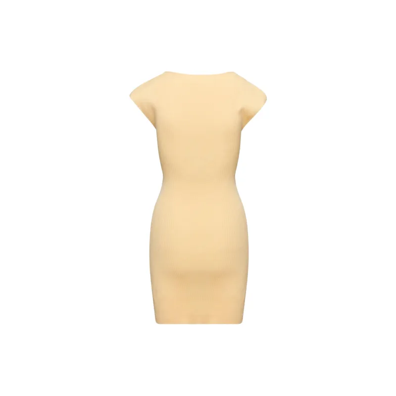 ARITZIA Wilfred Free Cut-Out Knit Mini Dress Short-Sleeved Dresses Women's Sunfaded Apricot-1