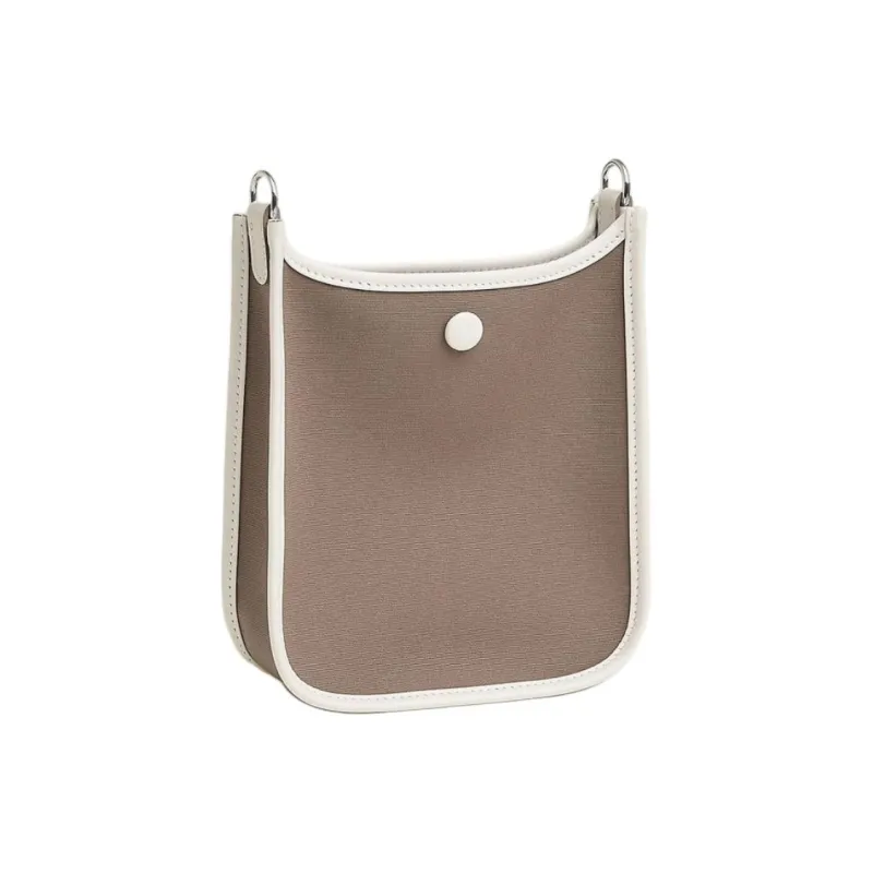 HERMES Evelyne Officier Canvas With Swift Calfskin Evelyn Shoulder Bag, Crossbody Bag Regular Women's White & Taupe-2