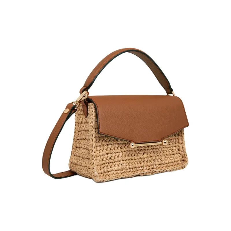 Strathberry Grained Calfskin Pinyali Grass Shoulder Bag Crossbody Bag Handbag Extra Mini Women's Tan & Natural-1