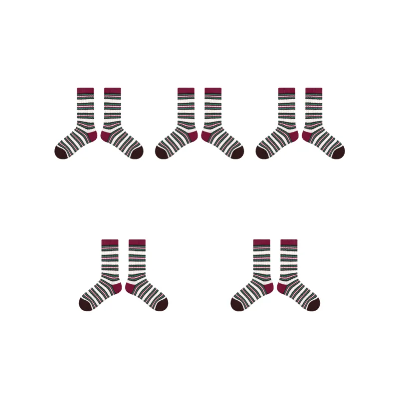 Vine Color Mid Calf Socks Women's 5 Pack-13