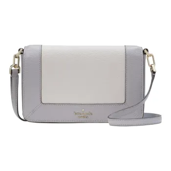 Kate Spade Litchi Grain Leather Shoulder Bag, Crossbody Bag Trumpets Women's Mountain Gray & White