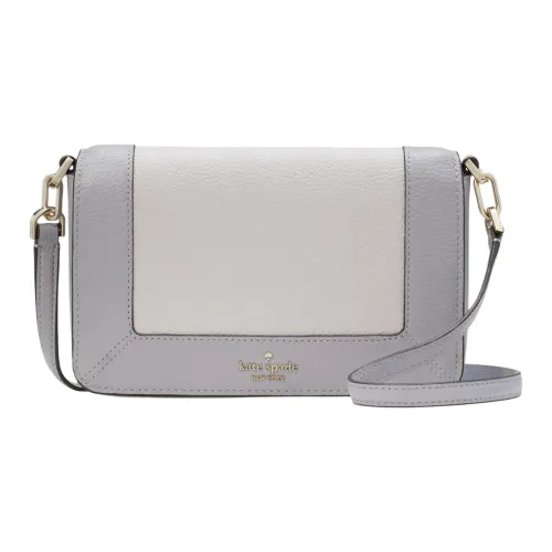 Kate Spade Litchi Grain Leather Shoulder Bag, Crossbody Bag Trumpets Women's Mountain Gray & White