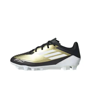Adidas F50 Firm Ground Artificial Ground Anti Slip Wear Resistant Soccer Shoes Men's Black Gold
