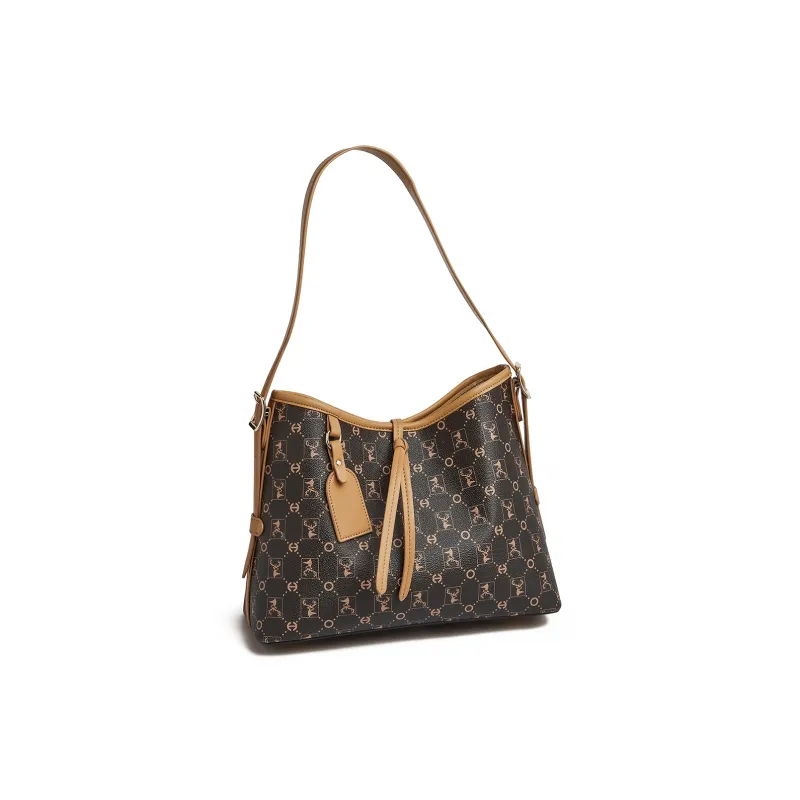 FOXER Synthetic Leather Shoulder Bag Women's Coffee/Apricot-1