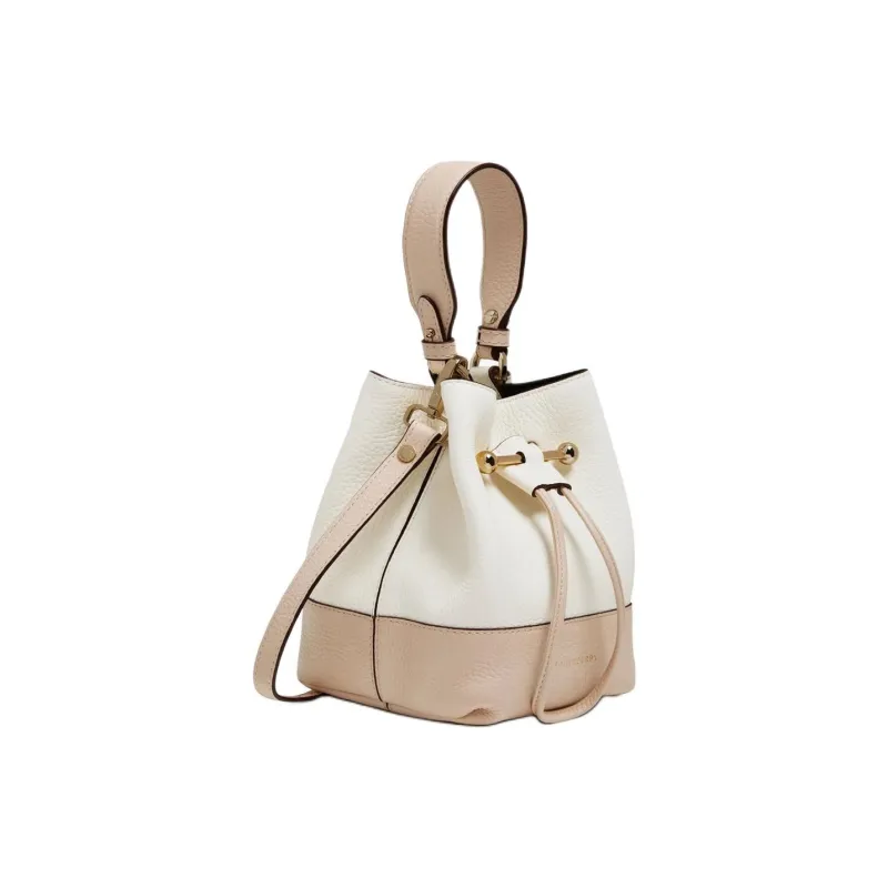 Strathberry Grained Calfskin Bucket Bags One Shoulder Handbag Crossbody Bag Women's White & Pink-1