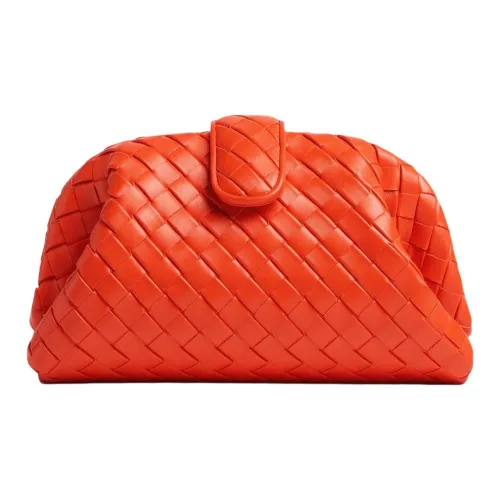 Bottega Veneta Calfskin Portable One Shoulder Clutch Regular Women's Orange