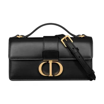 DIOR Smooth Cow Leather Handbag Shoulder Bag Crossbody Bag Mini Women's Black