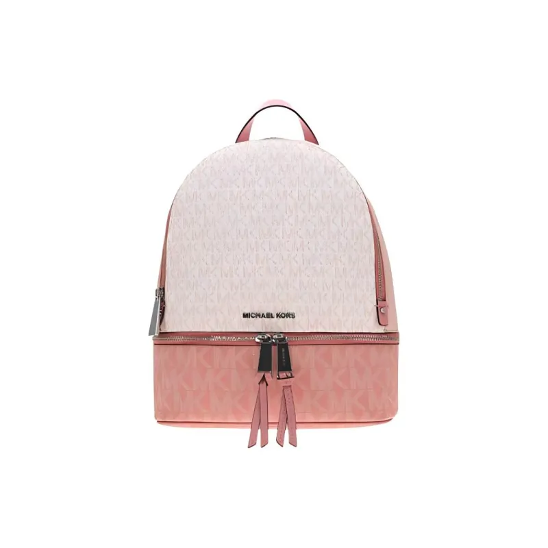 MICHAEL KORS Rhea Zip PVC Backpack Medium Size Women's White & Light Pink-0